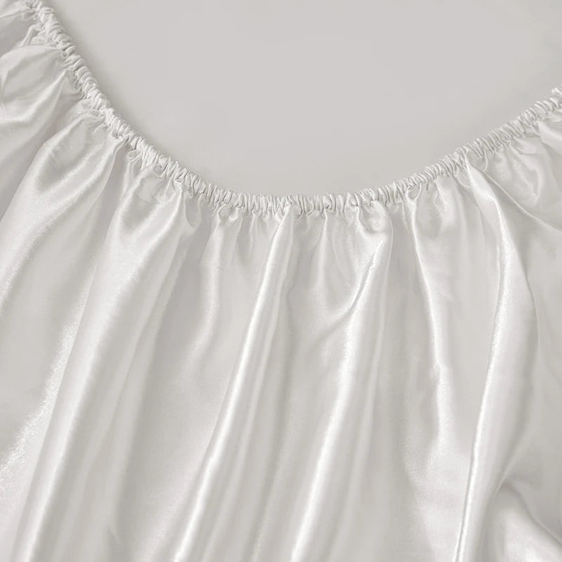 housses lit satinées blancs simples maison 120x200 150x200 180x200 200x220