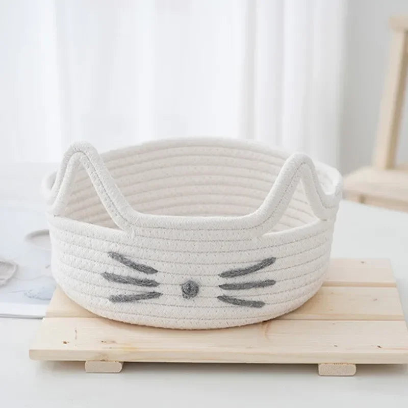 paniers rangement tissu réutilisables noir blanc rose visage chat créatif mignon rangement jouets articles