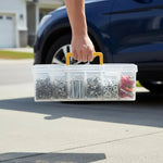 boîte rangement outils transparente compartiments vis ecrous tournevis utilitaire industrielle diverse accessoires
