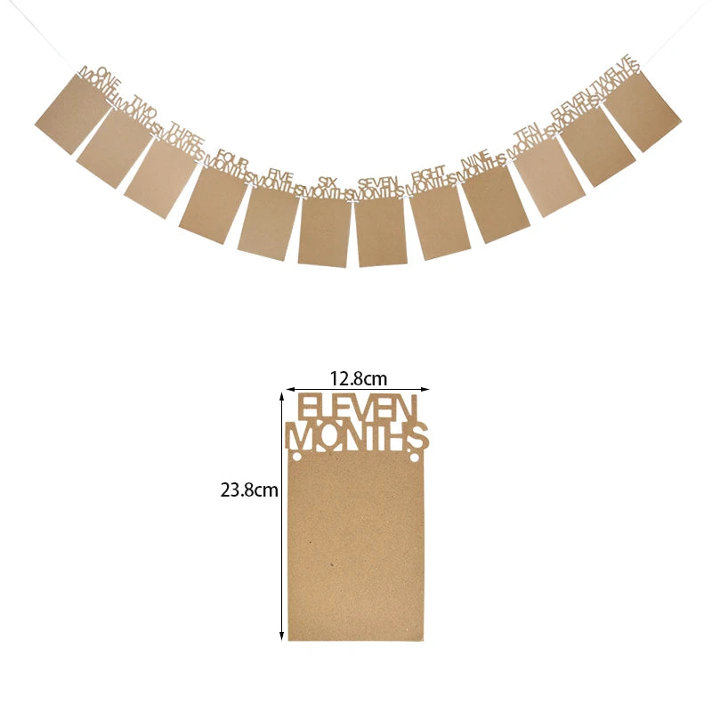 cadre photo bébé anniversaire marron clair papier kraft rustique clips ruban adhésif occasion fête
