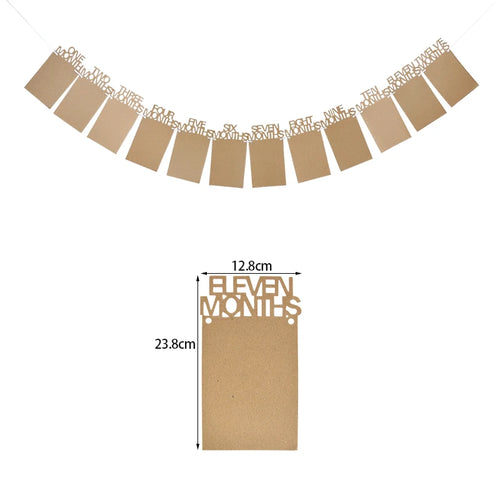 cadre photo bébé anniversaire marron clair papier kraft rustique clips ruban adhésif occasion fête