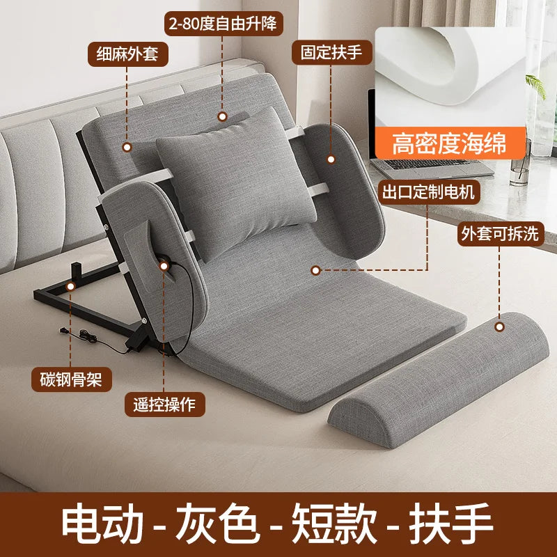 lit pliant moderne gris toile lin coussin oreiller support tablette