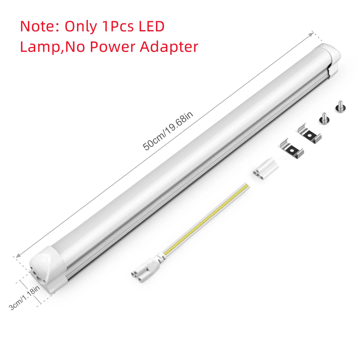 tubes led blancs modernes 25w 50cm lisses striés clips adaptateurs prise eu us