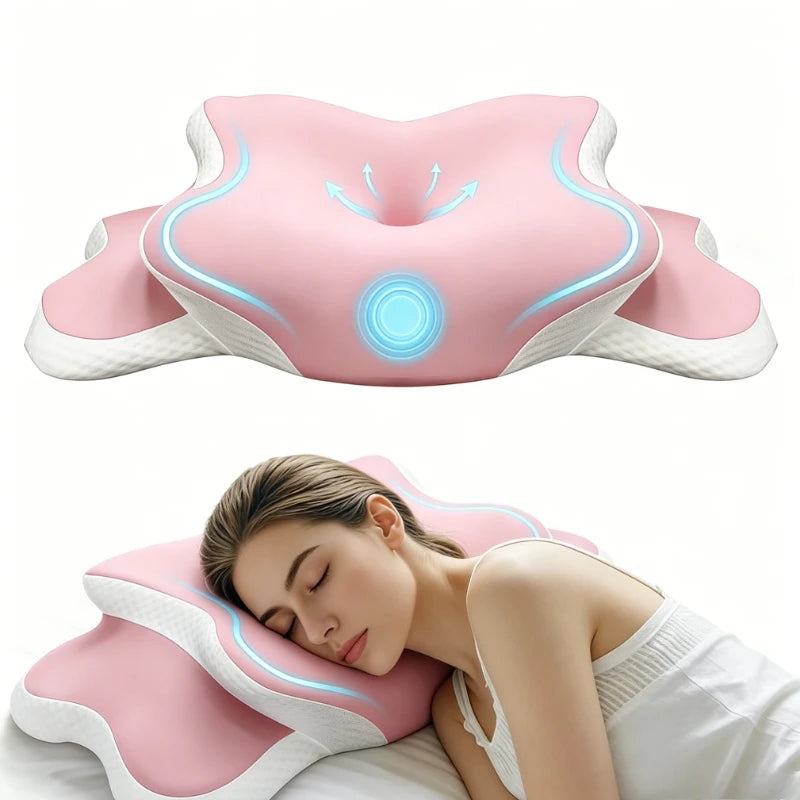 coussin sommeil gris foncé texture douce contour ergonomique support cervical nuit relaxation confortable
