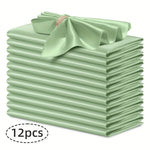 serviettes satin élégantes 30x30cm 12pièces bleumarine vertfoncé roseblanc modernes clipsdorés