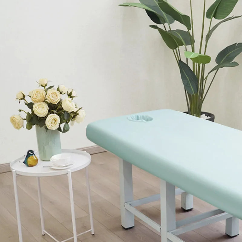 table massage adulte gris clair moderne couverture tabouret pieds