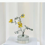 décoration murale arbre stylisé oiseau or rouge jaune violet modernebranches feuilles fruits base circulaire