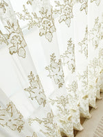 rideau semi transparent brodé fleurs élégant moderne maison polyester machine lavable