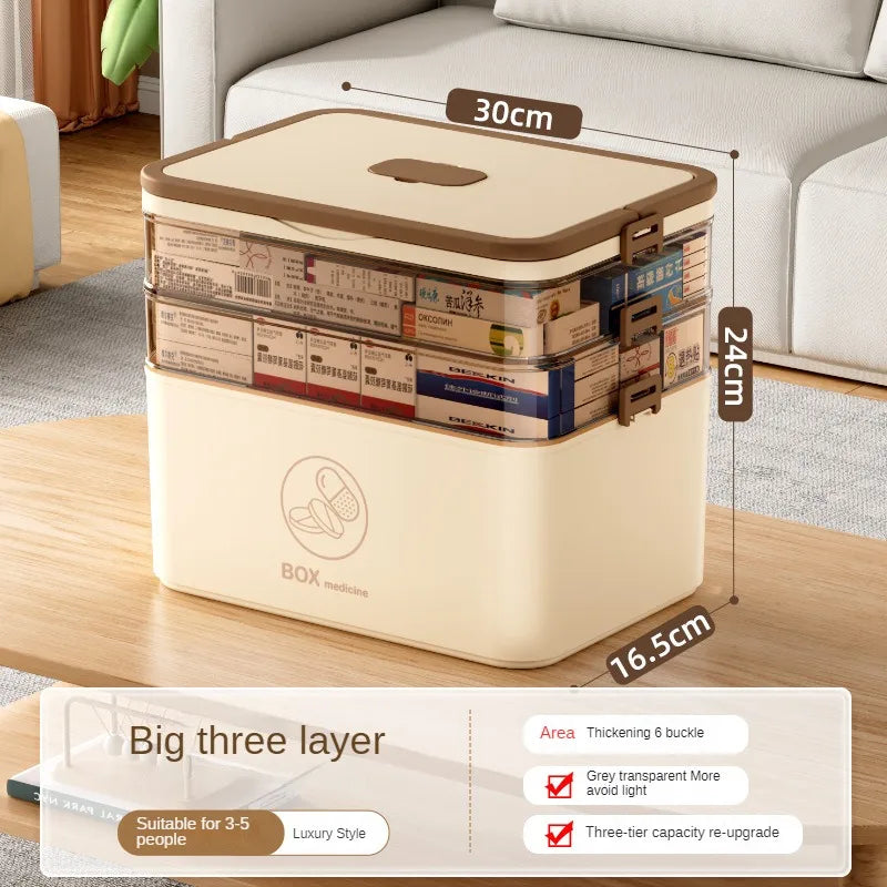 boîte médicaments transparente moderne réutilisable portable blanc beige