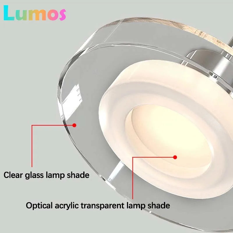 lampe suspendue led moderne noir blanc transparent minimaliste interrupteur bouton acrylique verre chambre salon