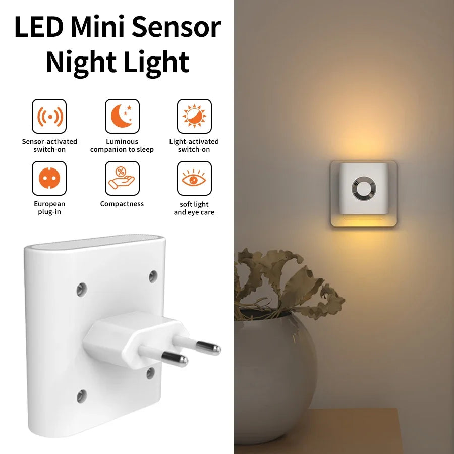 veilleuse led capteur mouvement blanc compact moderne prise eu 220v flux lumineux faible chambre