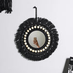 miroir boho blanc macramé franges deco mur salon chambre bébé artisanal