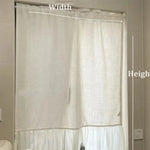 rideau tubulaire beige clair motif floral opacité classique tissu lin plis naturels bordure dentelée