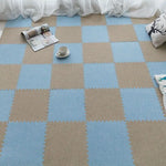 tapis modulable carreaux texturés damier gris beige moderne chambre décoration minimaliste