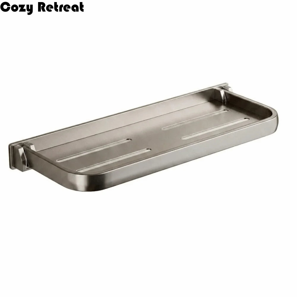 étagère murale pliante salle bain 30 40 50cm robuste réutilisable moderne argente noir blanc