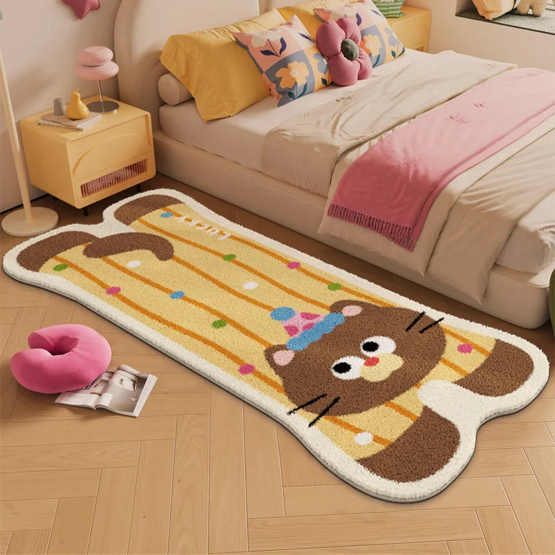 tapis dessin animé animaux mignons imitation cachemire polyestère antidérapant résistant décoloration intérieurextérieur