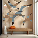 décoration murale oiseaux vol blanc bleu moderne adhésif