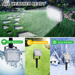 Lampe solaire LED RGB allumée dans un jardin
