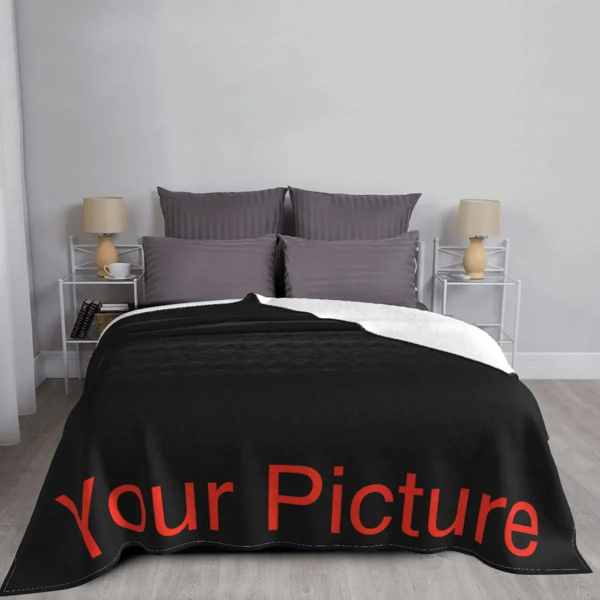 couverture peluche imprimée moderne noir blanc plaid portable adulte printemps automne