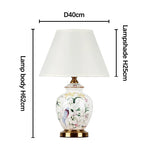 lampe table moderne abat jour fleurs oiseaux classique blanc doré vintage