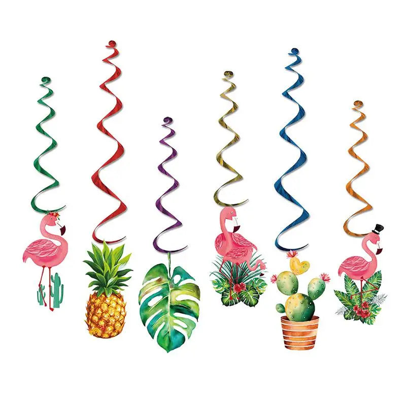 décoration fête hawaïenne ananas flamant rose palmier fruits coquille noix coco lunettes soleil clips