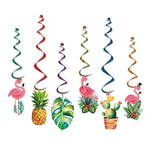 décoration fête hawaïenne ananas flamant rose palmier fruits coquille noix coco lunettes soleil clips