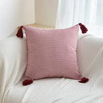 housse coussin rayures rouge blanc coton polyester amovible lavable rustique moderne lit chambre sofa