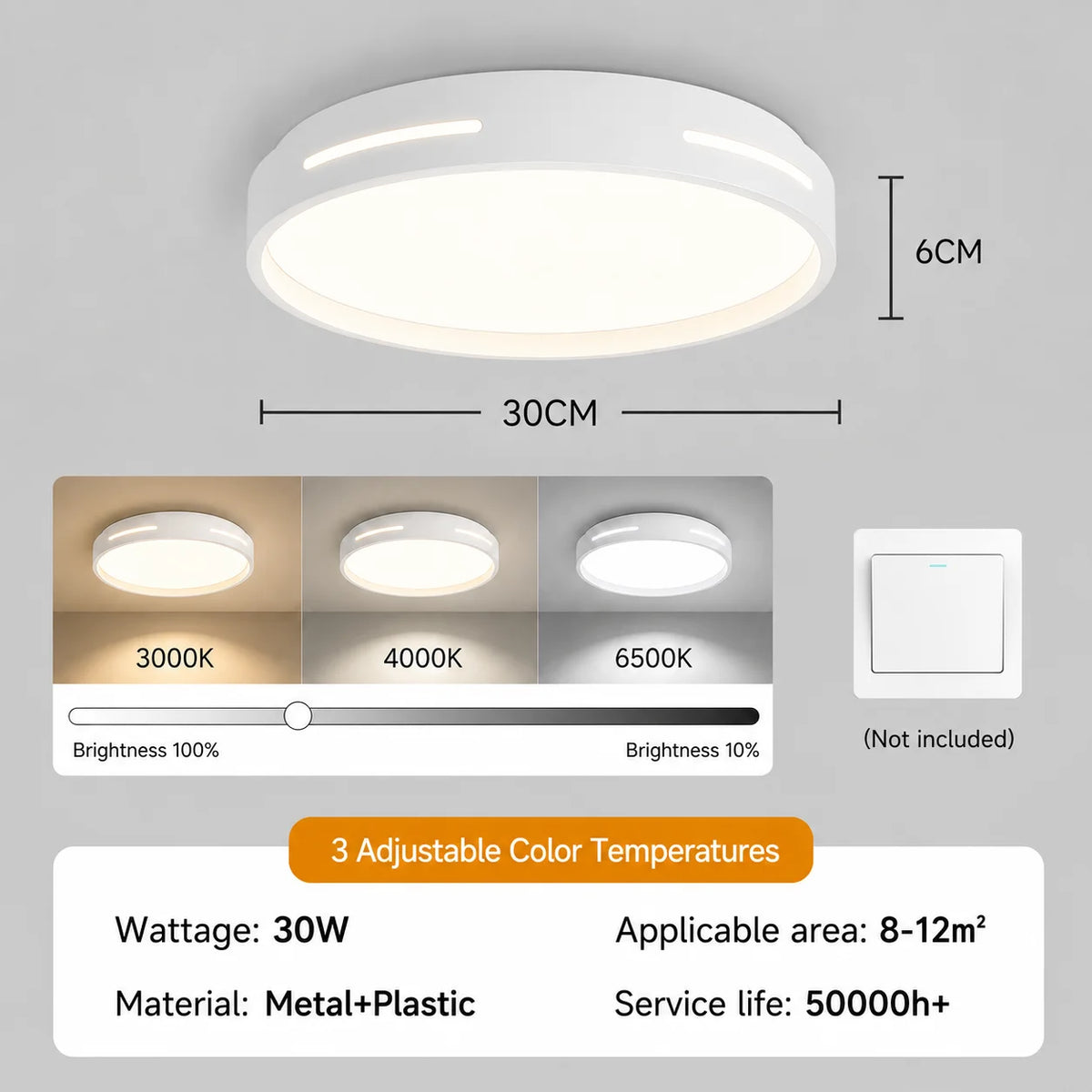 lampe moderne télécommande led noir blanc minimaliste fixations vis