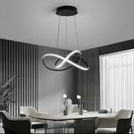 Suspension lumineuse moderne anneaux entrelacés blanc noir marron clair 50cm 60cm