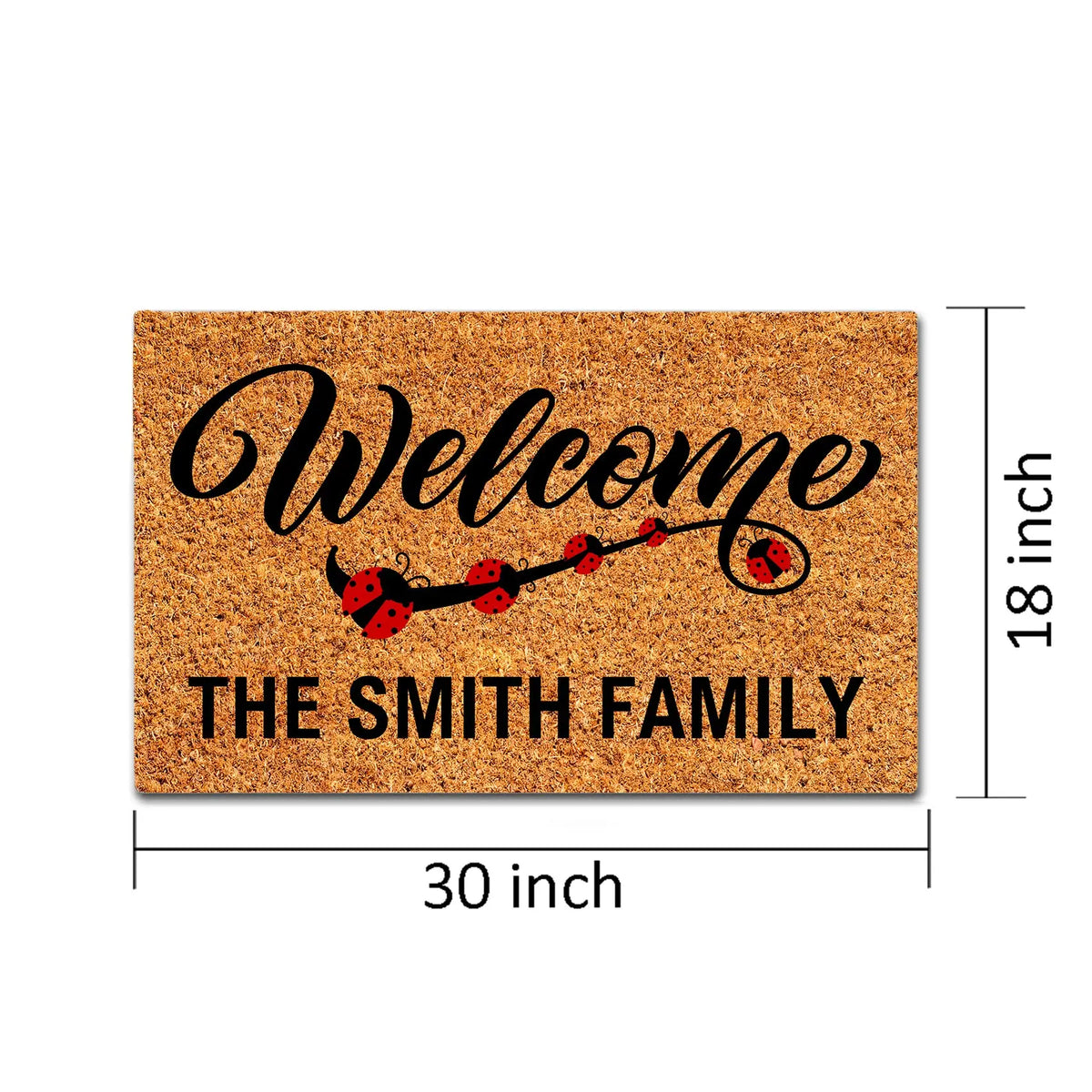 tapis d'entrée moderne coccinelles bienvenue antidérapant extérieur intérieur famille marron rouge noir