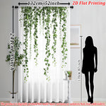 rideau fin imprimé lierre vert transparent bohème salon chambre maison tringle métallique