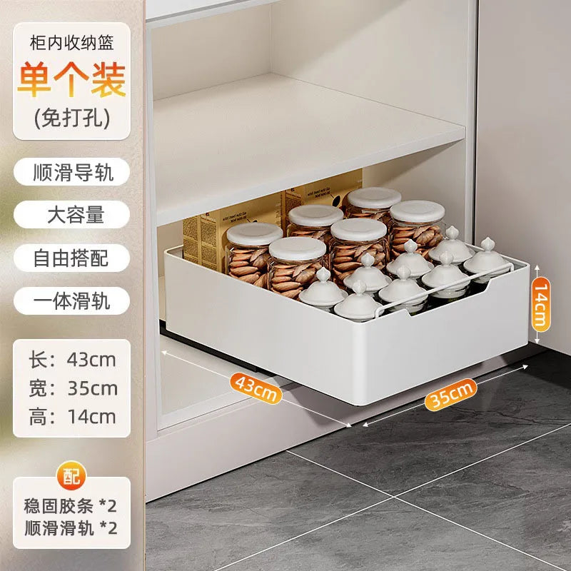 paniers rangement blancs acier inoxydable moderne adhésifs cuisine tiroirs armoires évier espaces étroits