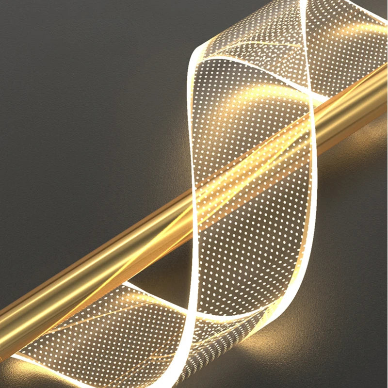 suspension lumineuse moderne or blanc spirale transparent chambre salon