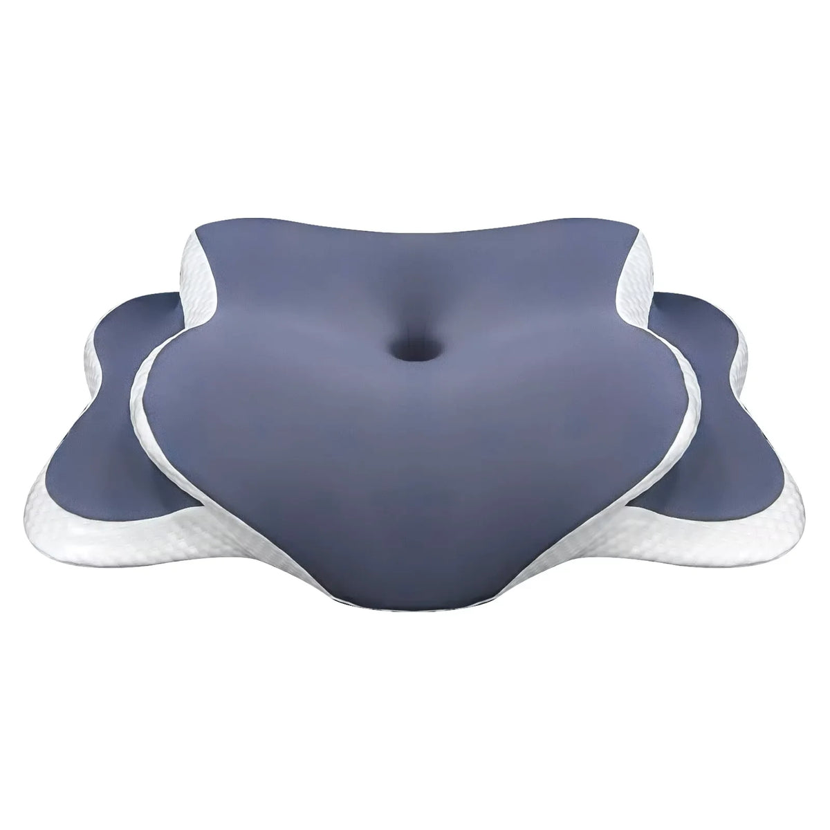 oreiller ergonomique mousse mémoire forme feuille bleu foncé alvéoles tête cou support moderne