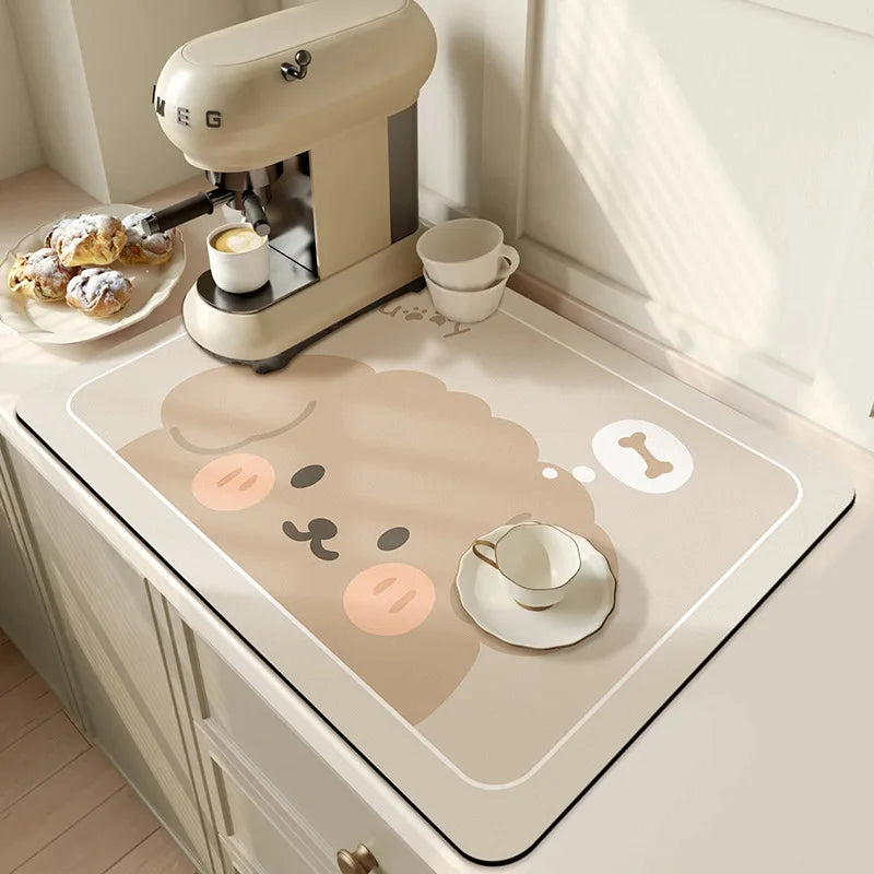 tapis absorbant diatomée noir motif litchi moderne imperméable table cuisine
