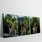 toiles d'art moderne portrait femme blanc bleu vert occasion fête noël anniversaire frameless(canvas)