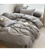 ensemble literie coton gris rose bleu moderne 220x240cm 150x200cm taies oreiller housse couvette