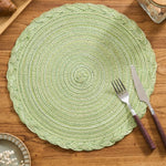 placemats tissés spirale beige noir vert rustique opaques table cuisine