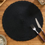placemats tissés spirale beige noir vert rustique opaques table cuisine