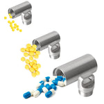 boîte rangement pilules acier inoxydable argenté moderne anneaux bouchons porte clés