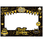 cadre photo noir doré guirlandes happy birthday party time smile festive