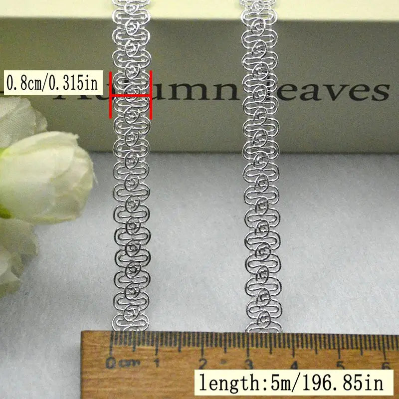 ruban métallique tressé or argent noir classique 1.2cm 0.5cm 0.8cm 5mètres couture artisanat diy