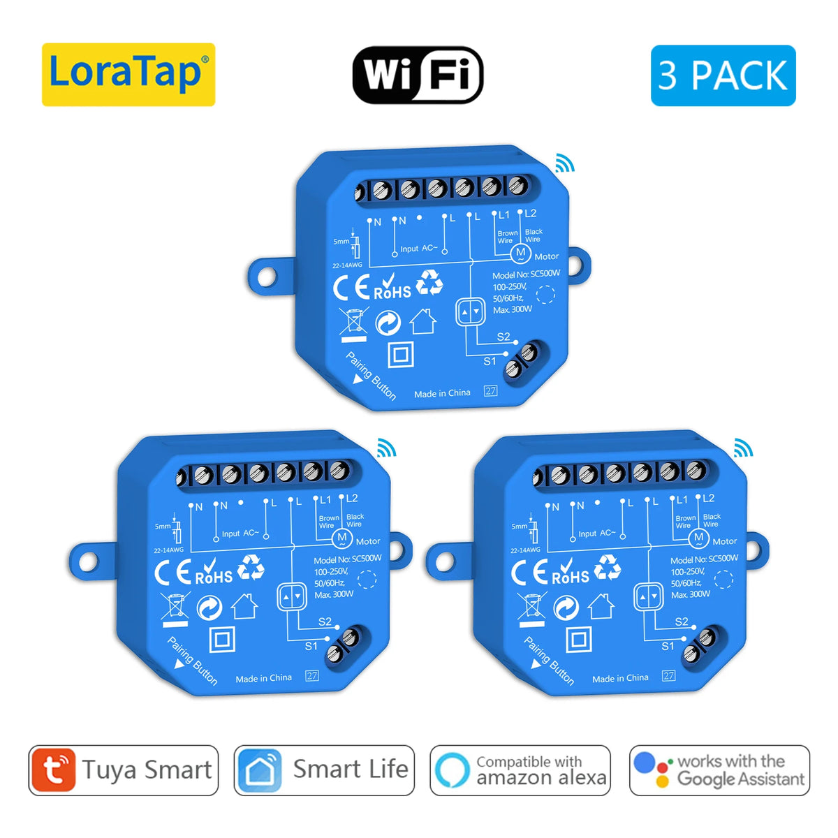 interrupteur module commutation rideau intelligent bleu moderne technologie contrôle vocal google alexa