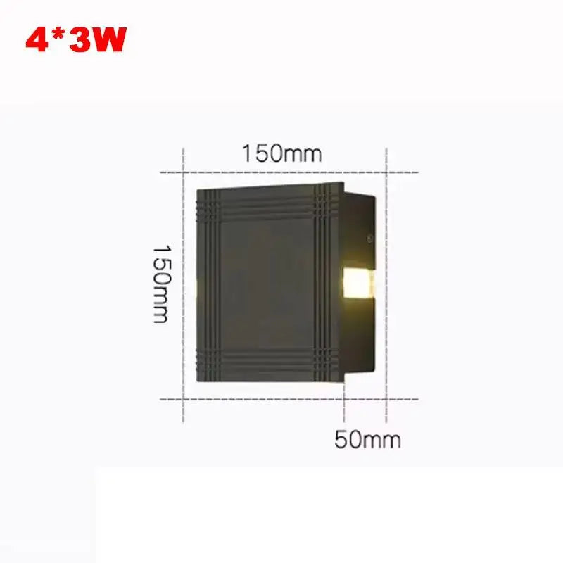 applique murale led moderne noir rayures horizontales éclairage bidirectionnel ip65 verre trempé