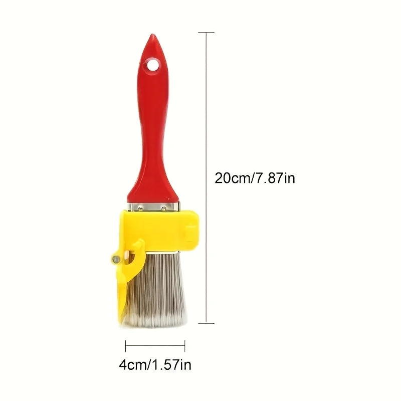 pinceau peinture bleu jaune gris clips poils poignée plastique