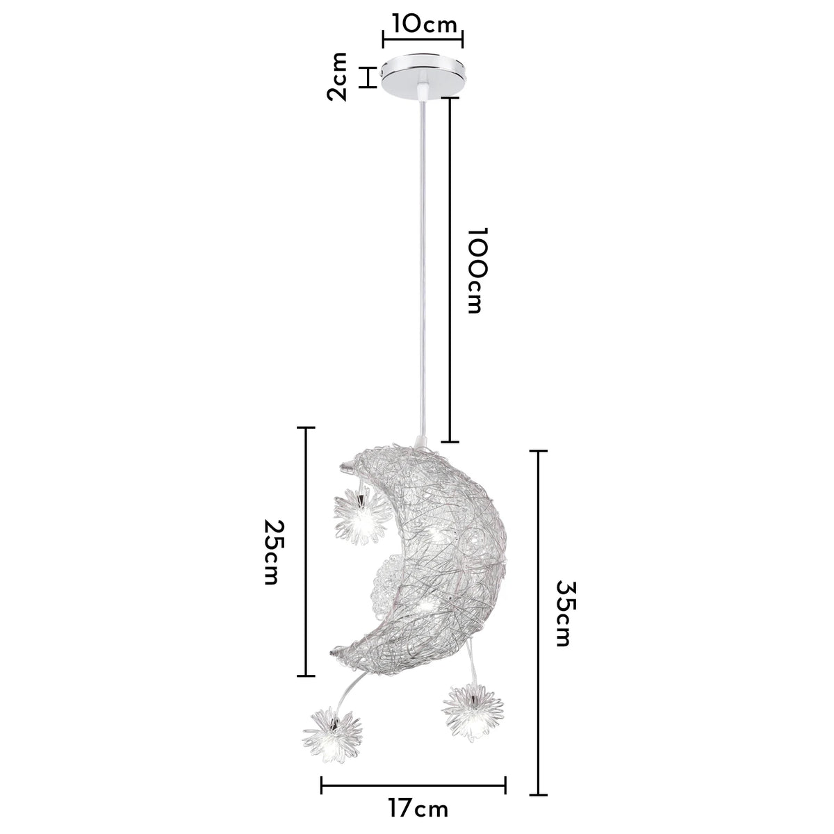 lampe suspendue moderne lune étoiles blanc doré salon chambre led