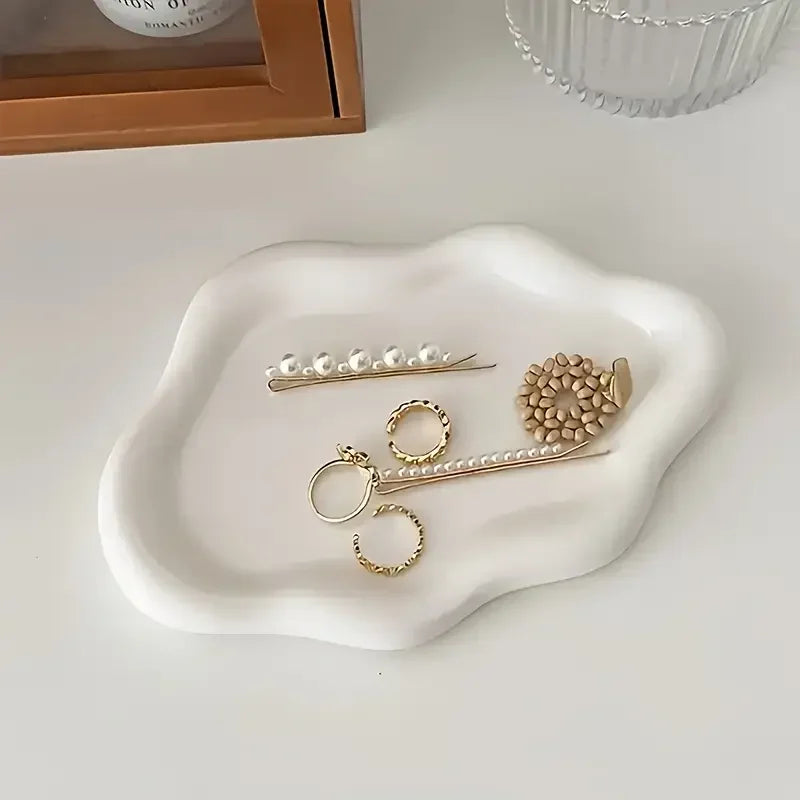 support bijoux blanc moderne plateaux rangement minimaliste pvc opaques lisses rond