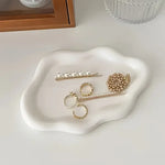 support bijoux blanc moderne plateaux rangement minimaliste pvc opaques lisses rond