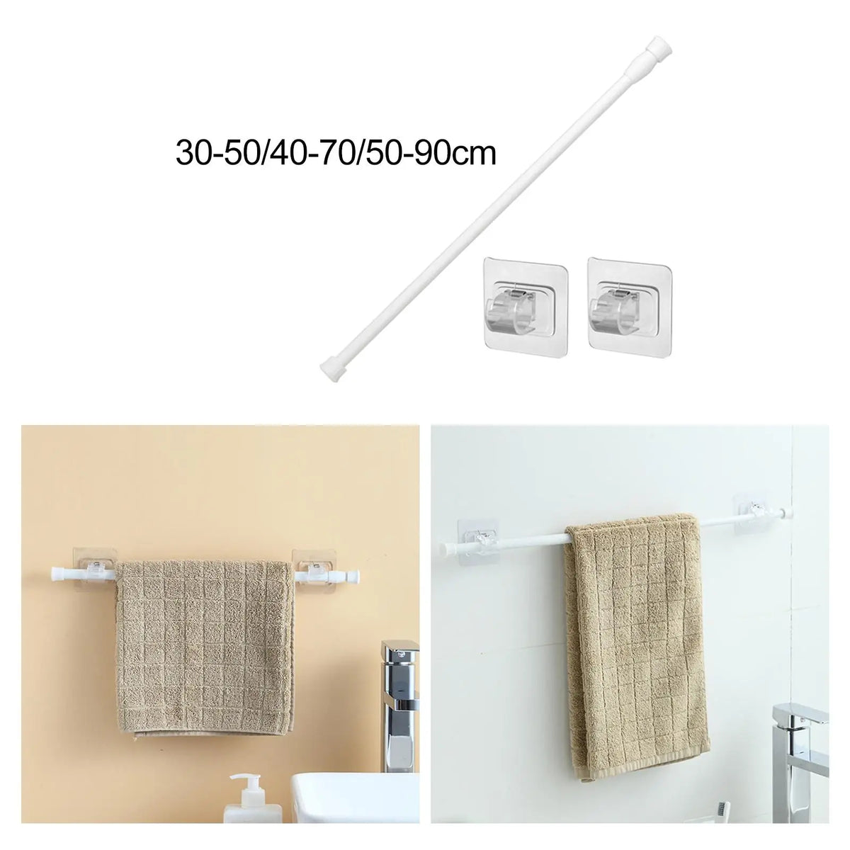 tige serviette adhésive blanc moderne télécopique 30 50cm 40 70cm 50 90cm