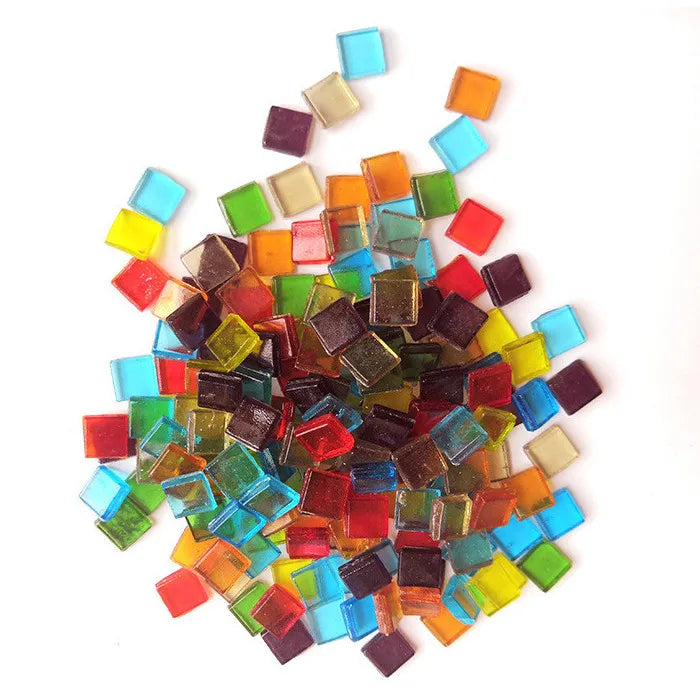 mosaïque carrée multicolore moderne stickers autocollants transparents brillants 50 pièces enfants décoration murale